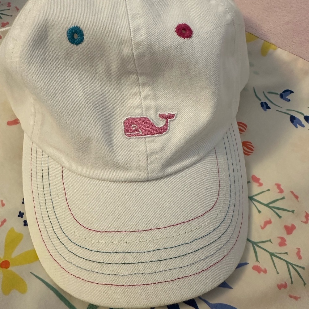 White Cap with Pink Whale Logo Toddler